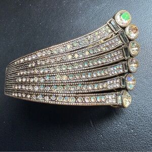 Heidi Daus Plum Fabulous Swarovski Crystal Wing Hinged Cuff Bracelet 6-3/4"